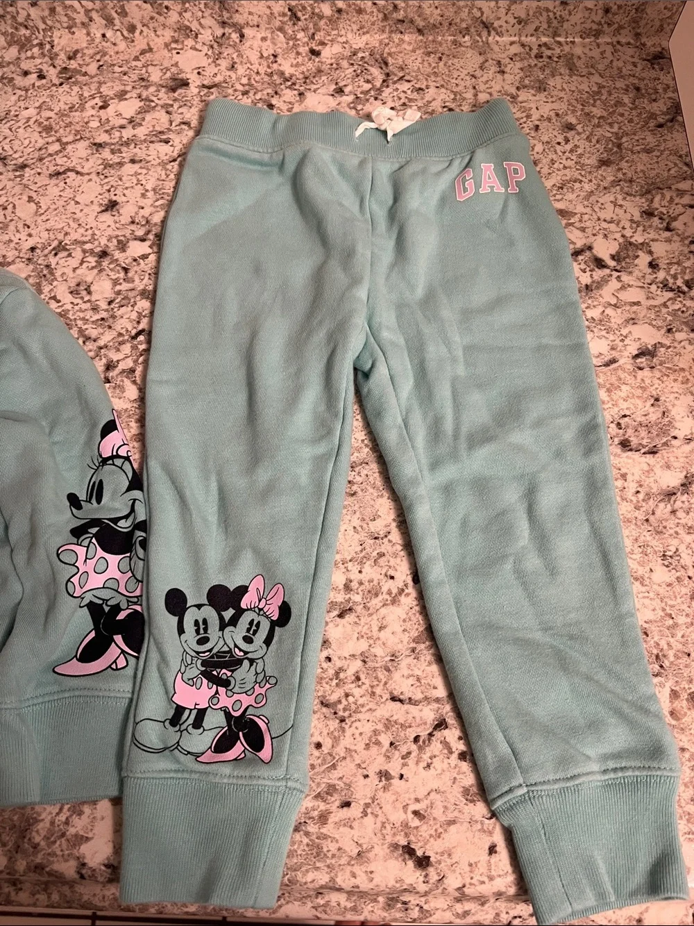 GAP Kids Mint Green Minnie & Mickey Zip Hoodie sweatpant set